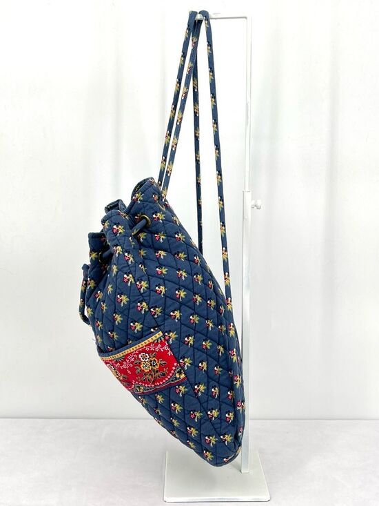 Vintage Vera Bradley Ditty Bag Provencal Blue Quilted Cotton Drawstring Backpack main image 10